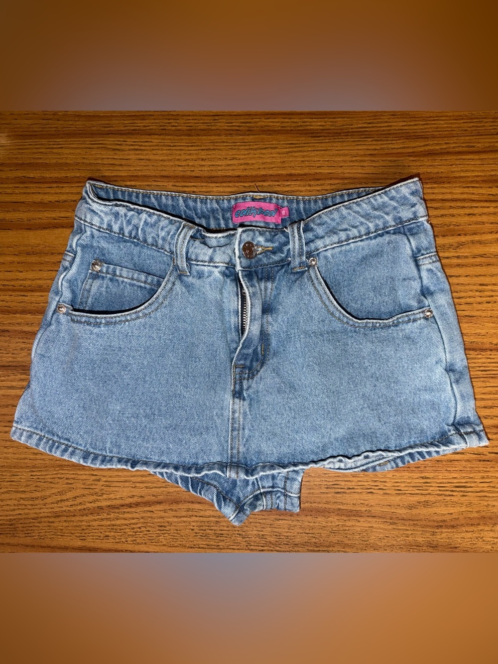 Edikted Light Blue Denim Mini Skirt